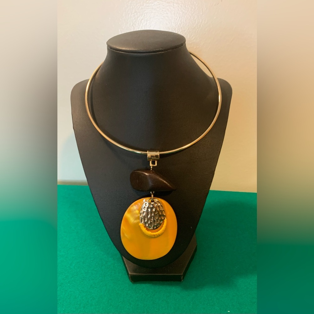 Orange Pendant Necklace with Gold Chain Jewelry